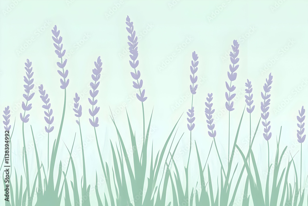 A minimalist illustration of lavender plants against a soft background. A minimalist illustration of lavender plants against a soft background.