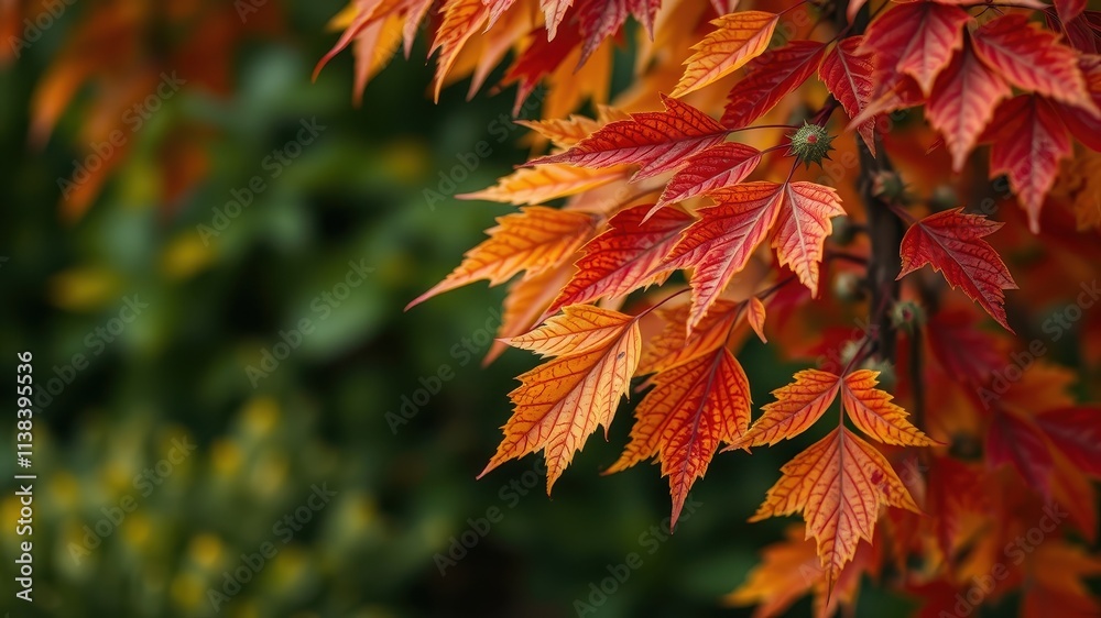 Vibrant autumn leaves with delicate veins and intricate patterns, showcasing the beauty of nature's transition from summer to fall. Vibrant autumn leaves with delicate veins and intricate patterns, showcasing the beauty of nature's transition from summer to fall.