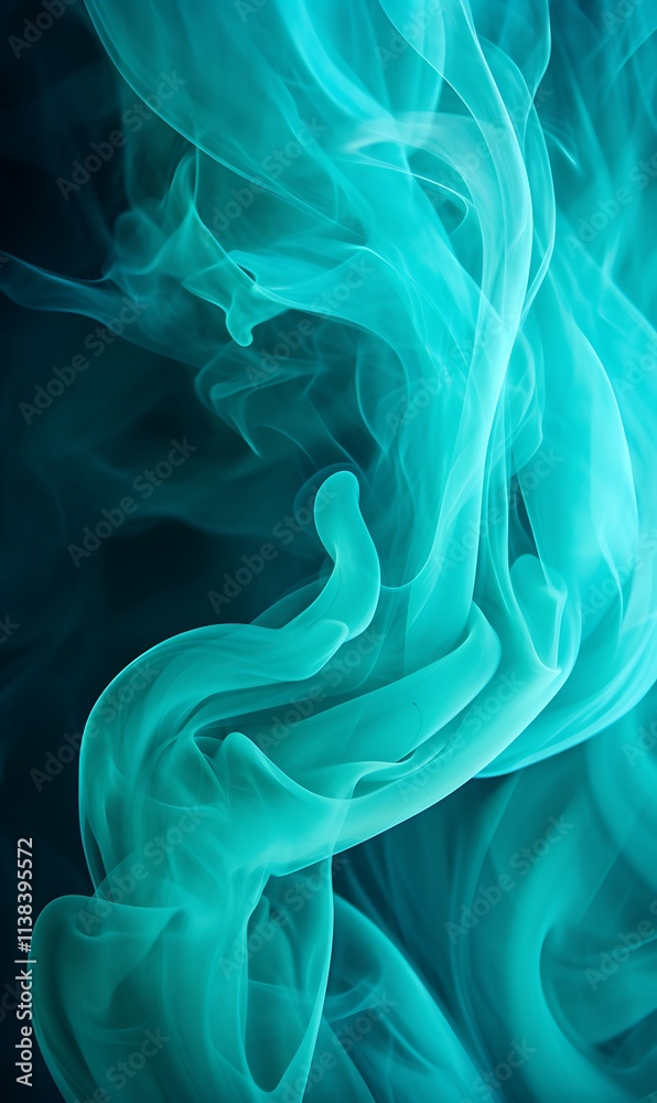Fototapeta premium Aquamarine smoke on a dark background