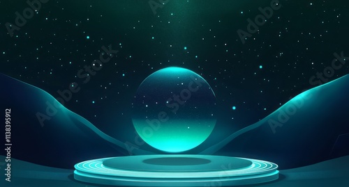 Futuristic Teal Stage with ...