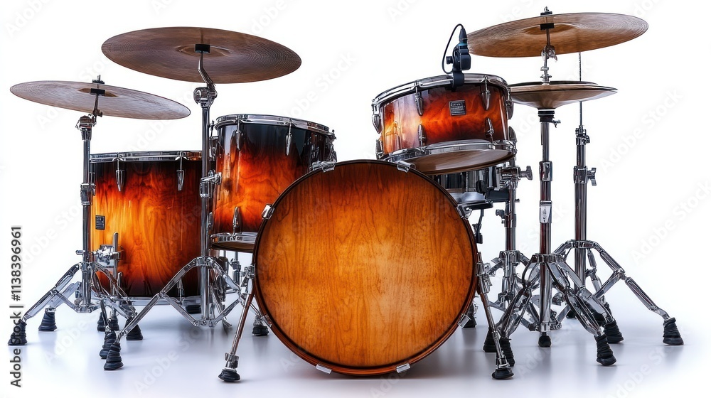 A vibrant drum set showcasing its components and design for musical performance. A vibrant drum set showcasing its components and design for musical performance.