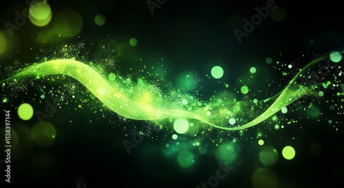Abstract Green Light Wave w...