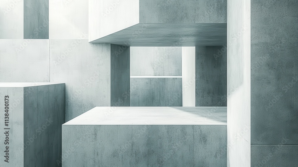 Fototapeta premium Abstract geometric pattern design in shades of gray minimalist architecture digital art studio viewpoint