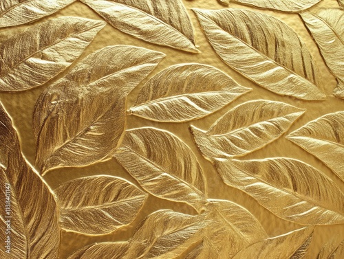 Golden Leaf Pattern Embosse...