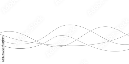 Technology abstract lines on white background. Undulate Grey Wave Swirl, frequency sound wave, twisted curve lines with blend effect