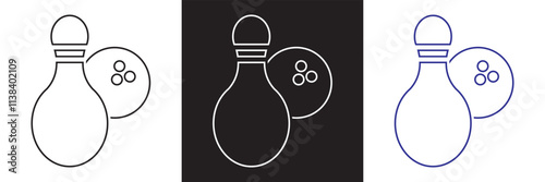 Bowling  icon . bowling ball and pin sign and symbol. Vector illustration. isolated on white and black background. EPS 10
