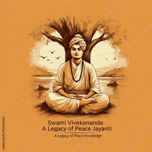 Swami Vivekananda Jayanti Vector illustration, National Youth Day of India 12th January, remembering Swami Vivekananda photo