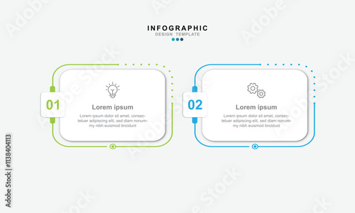 Vector Infographic label design template with icons and 2 options or steps. Can be used for process diagram, presentations