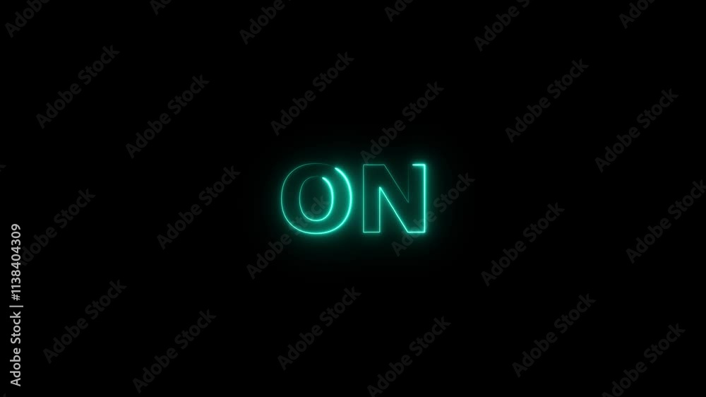 Neon Light On animation.neon signage On on black background. Bar, club, restaurant advertisement. Advertisement concept. Neon Light On animation.neon signage On on black background. Bar, club, restaurant advertisement. Advertisement concept.