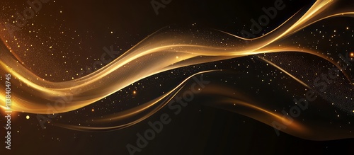 Abstract Golden Waves Dark ...