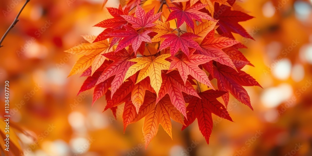 A vibrant cluster of autumn leaves, their veins a tapestry of red, orange, and yellow, showcasing the beauty of nature's seasonal transformation. A vibrant cluster of autumn leaves, their veins a tapestry of red, orange, and yellow, showcasing the beauty of nature's seasonal transformation.