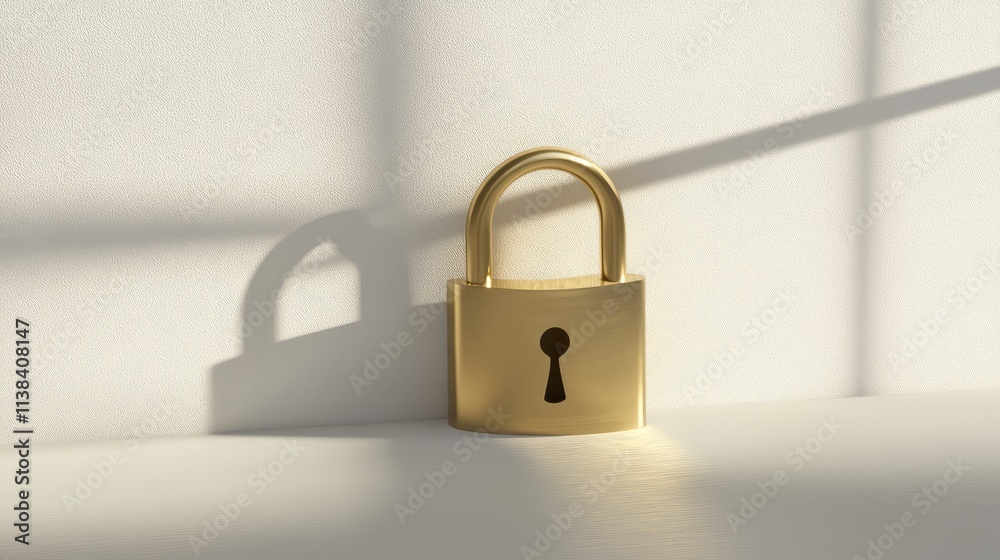 Golden Padlock Security Concept Minimalist D Render Golden Padlock Security Concept Minimalist D Render