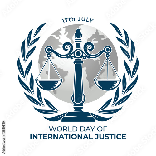 World Day of international justice sign with simple flat design vector illustration