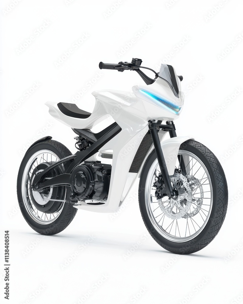 Fototapeta premium Electric super bike with glowing led accents urban street vehicle showcase futuristic design side view innovation concept
