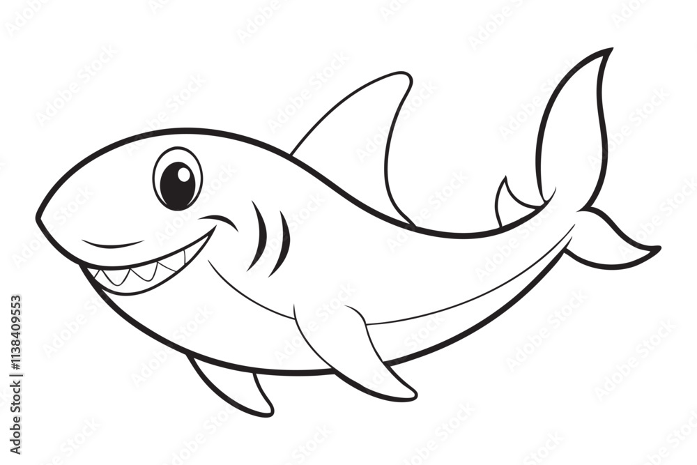 Fototapeta premium Cartoon shark line art vector design.eps
