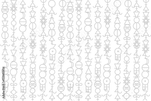 Illustration grey line of the alchemy symbol pattern on white background.