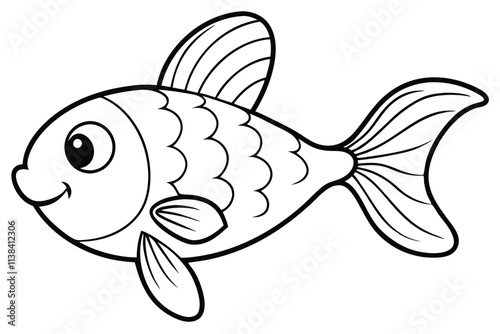 Cartoon goldfish line art vector design