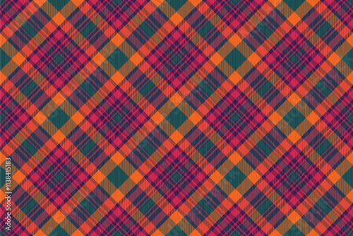 Serene fabric texture tartan, crease seamless background pattern. Messy vector plaid check textile in dark and red colors.