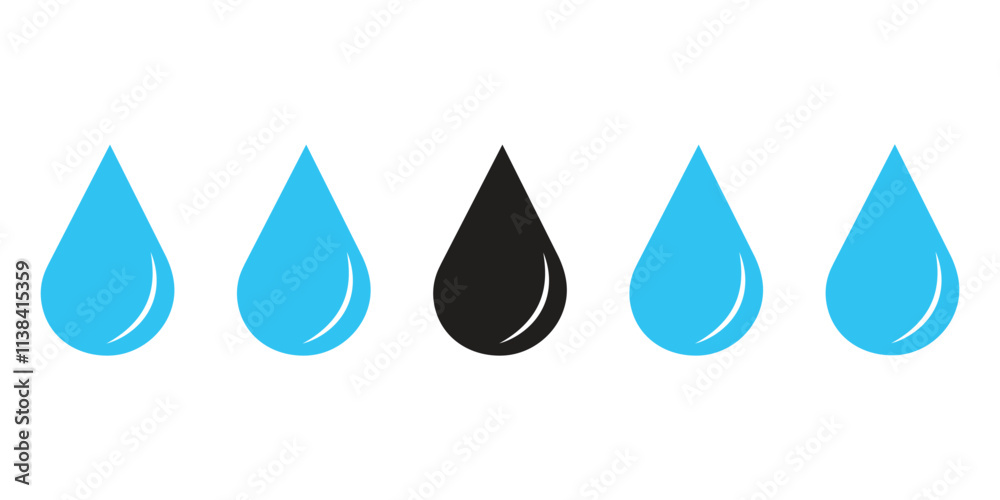 A vector illustration of an water drop icon symbol on white background A vector illustration of an water drop icon symbol on white background