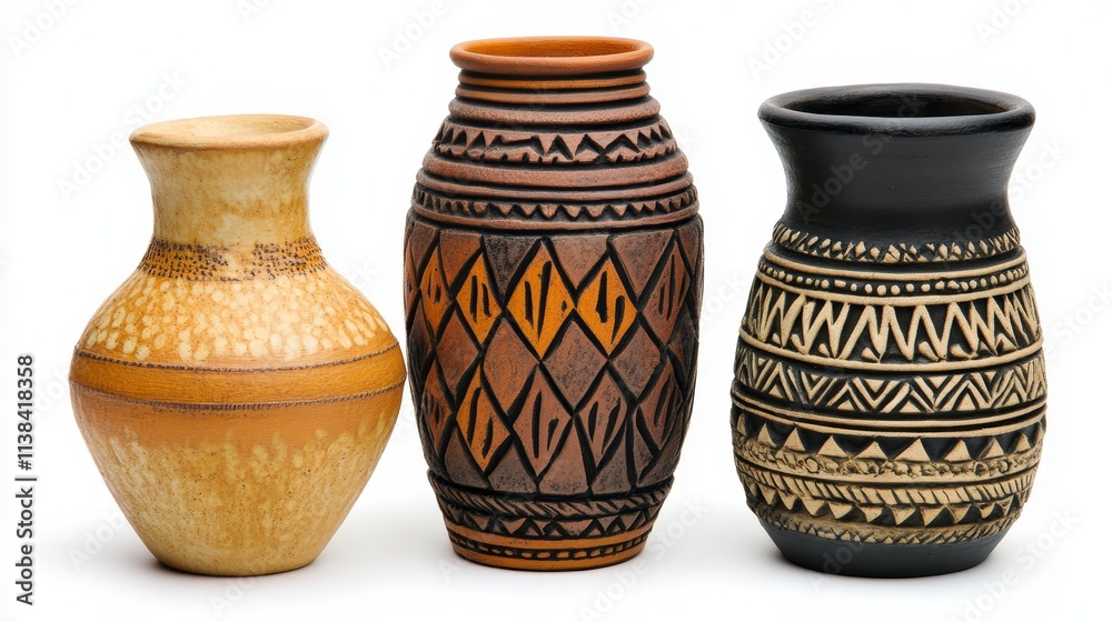 Handcrafted Pottery Vases Ethnic Tribal Design Home Decor Handcrafted Pottery Vases Ethnic Tribal Design Home Decor