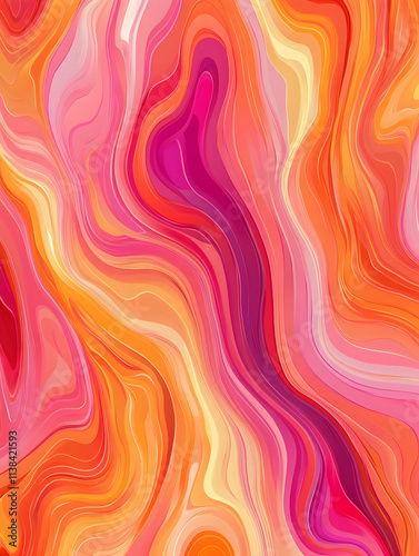 Abstract wavy pattern in vibrant shades of pink, orange, and purple.