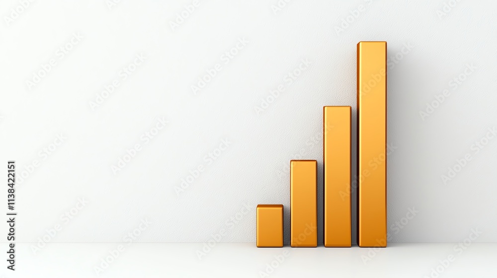 A simple, modern bar graph in orange shades displays increasing values against a clean, white background. A simple, modern bar graph in orange shades displays increasing values against a clean, white background.