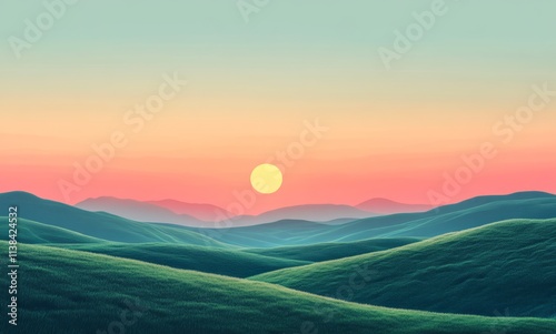 Serene Sunset Over Rolling ...