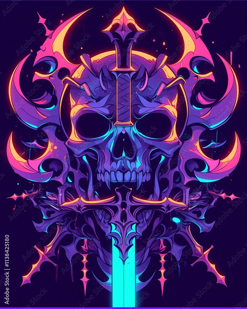 Skull and Dagger Chest symmetry layout illustration Skull and Dagger Chest symmetry layout illustration