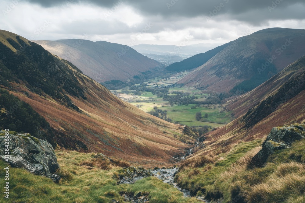 Naklejka premium Serene mountain valley landscape.
