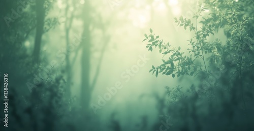 Misty Forest Sunlight Throu...
