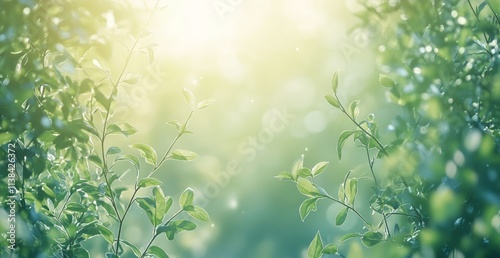 Sunlit Green Leaves Nature ...