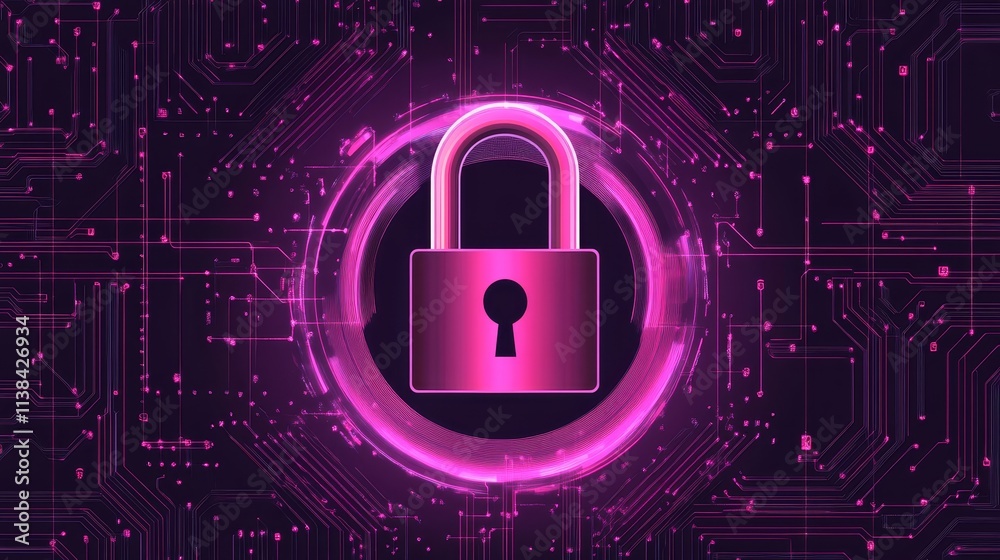 Cyber Security Padlock on Circuit Board Cyber Security Padlock on Circuit Board