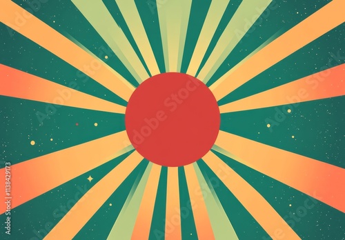 Abstract Retro Sunburst Des...