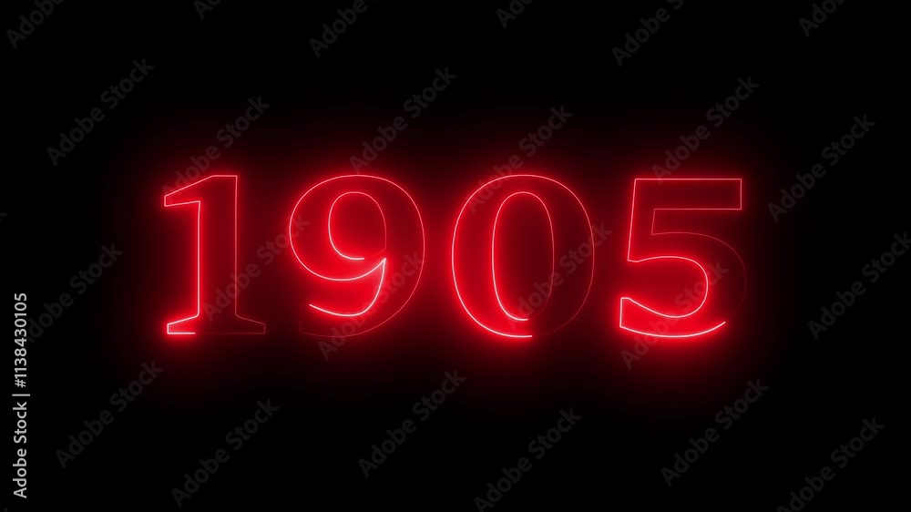 1905 neon line text. Abstract 1905 neon text animation, Glowing neon number text background 4k video. 1905 neon line text. Abstract 1905 neon text animation, Glowing neon number text background 4k video.