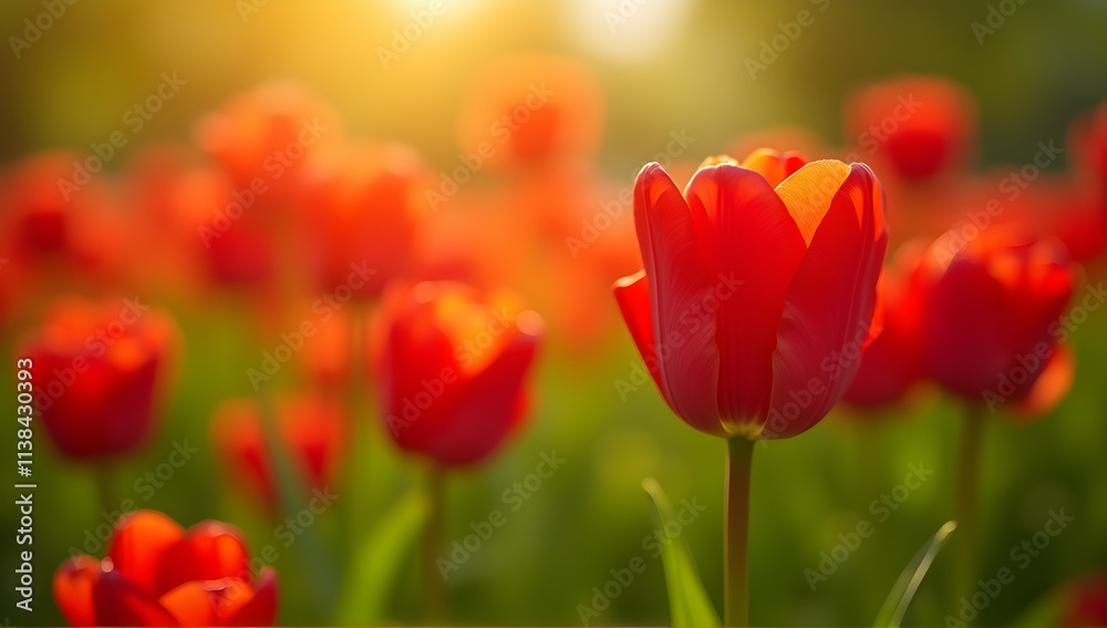 Radiant red tulips bathed in the golden sunset glow, a breathtaking spectacle of nature's artistry. Radiant red tulips bathed in the golden sunset glow, a breathtaking spectacle of nature's artistry.