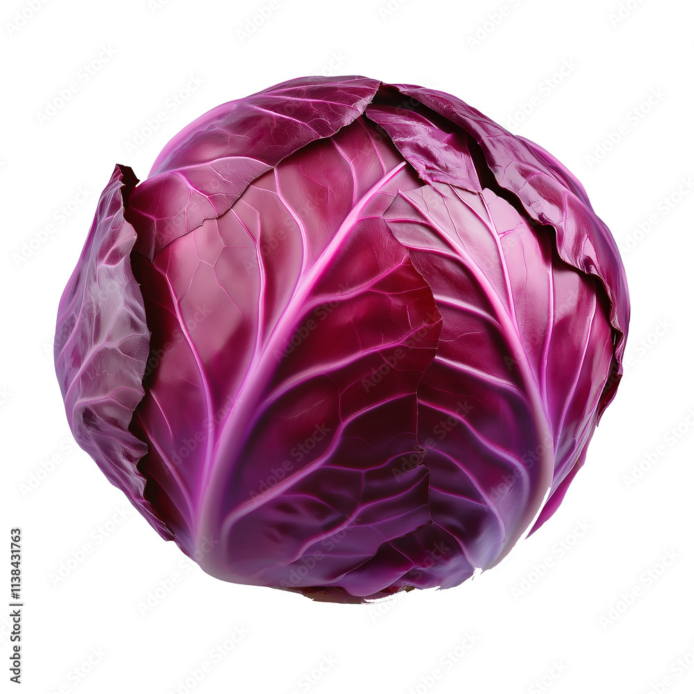 Fresh red cabbage isolated on transparent background, perfect for healthy recipes Fresh red cabbage isolated on transparent background, perfect for healthy recipes