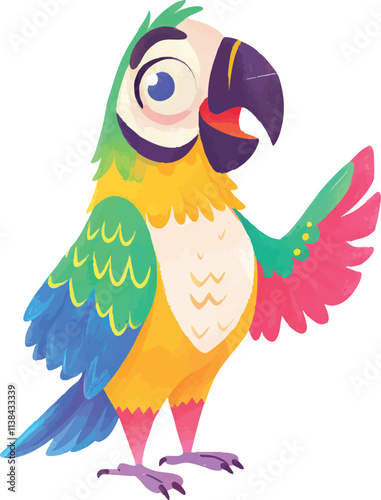 illustration of a cheerful, vibrant-colored Parrot, perfect for a children's theme photo