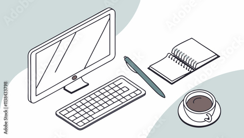 Modern office desk setup 