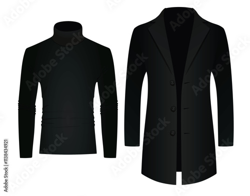 Long sleeve t shirt and coat. vector