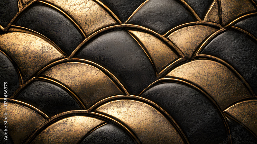 Luxurious Art Deco Inspired Embossed Leather Texture Featuring Intricate Geometric Patterns and Reflective Metallic Finishes Luxurious Art Deco Inspired Embossed Leather Texture Featuring Intricate Geometric Patterns and Reflective Metallic Finishes