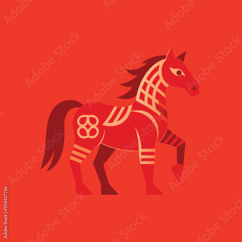 Chinese zodiac horse paper cut style 