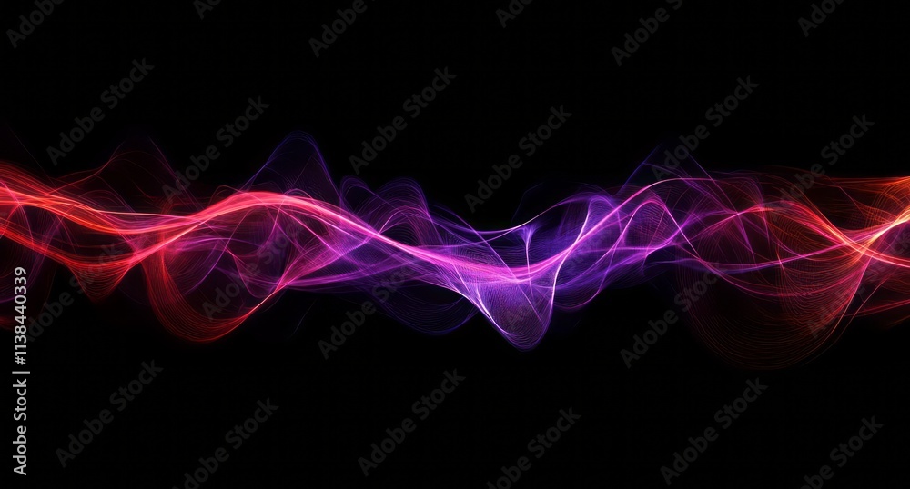 Naklejka premium Abstract Red Purple Light Waves Flowing Design