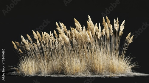 Vibrant Broomsedge Bluestem 3D Rendered with Alpha Mask for Architectural and Digital Compositions