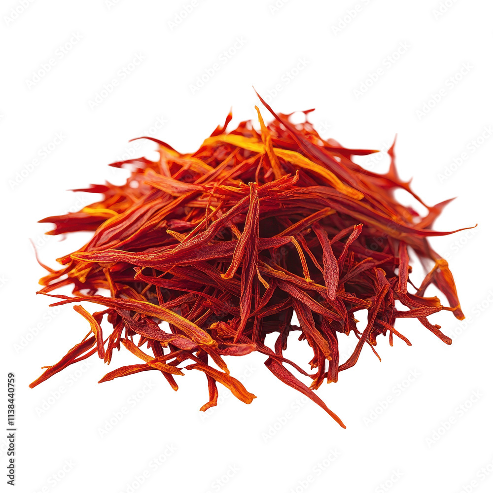 Fototapeta premium Vibrant saffron strands for culinary use. transparent background