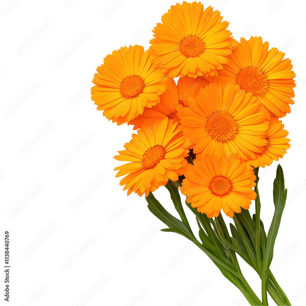 Vibrant orange flowers in a cheerful bouquet. transparent background Vibrant orange flowers in a cheerful bouquet. transparent background