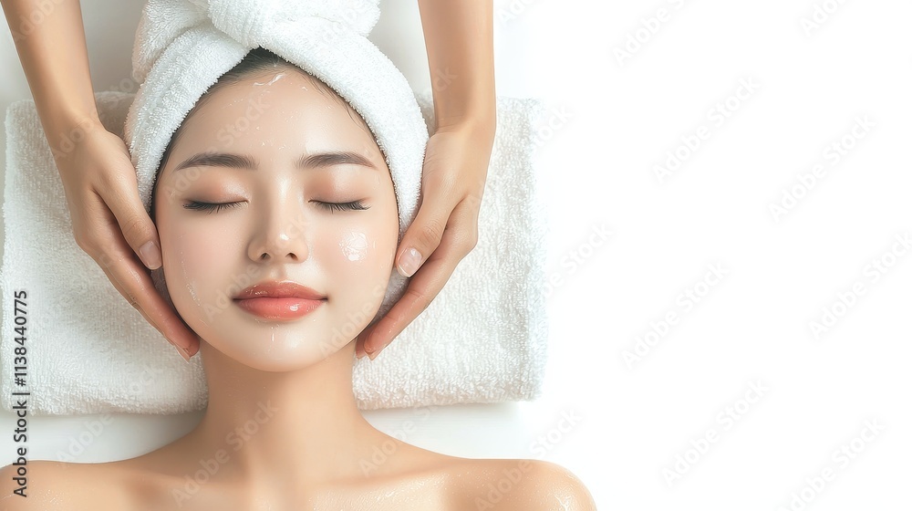 Relaxing Facial Treatment with Gentle Massage in a Spa Setting, Showcasing Serenity and Beauty Care for a Fresh, Glowing Appearance Relaxing Facial Treatment with Gentle Massage in a Spa Setting, Showcasing Serenity and Beauty Care for a Fresh, Glowing Appearance