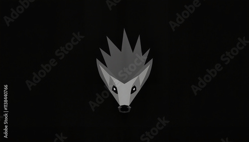 Geometric illustration of a hedgehog face, minimalist design, symbolizing gentleness photo