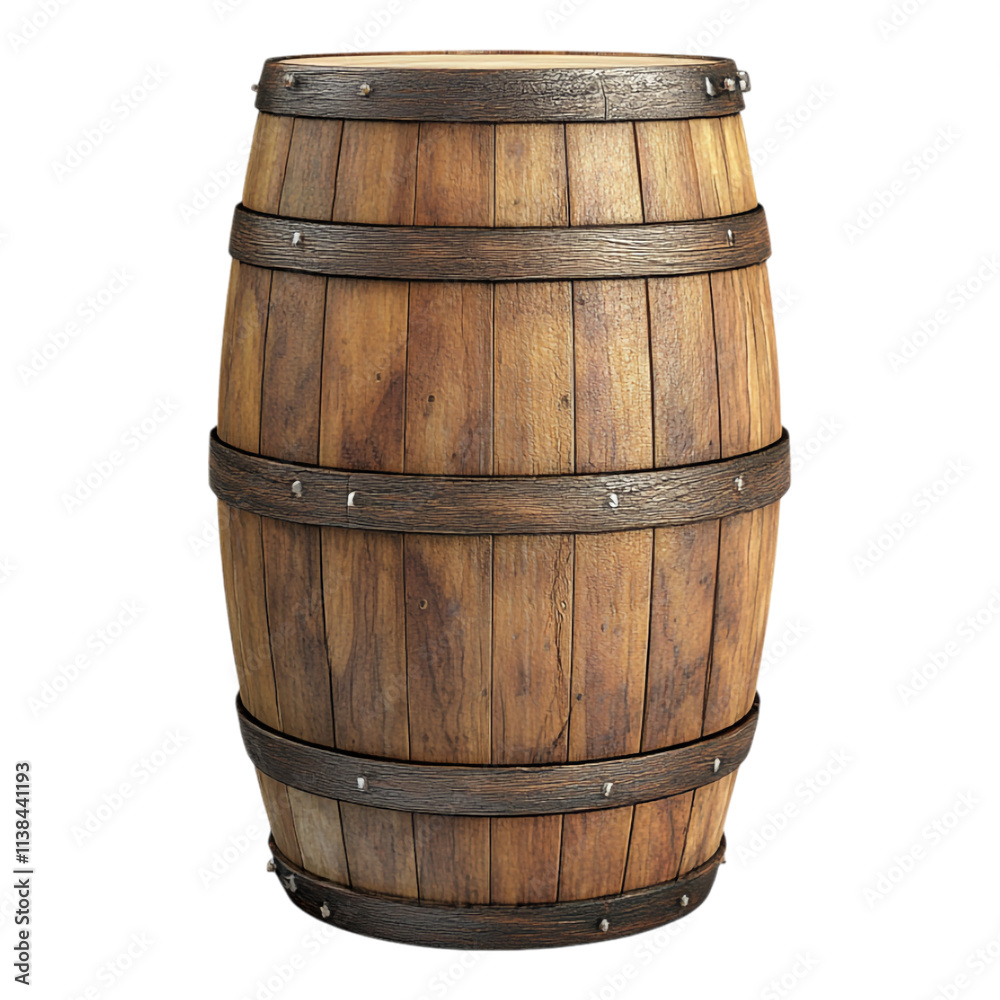 A wooden wine drum isolated against a transparent background, ideal for beverage-related presentations, product showcases, or wine industry materials. A wooden wine drum isolated against a transparent background, ideal for beverage-related presentations, product showcases, or wine industry materials.