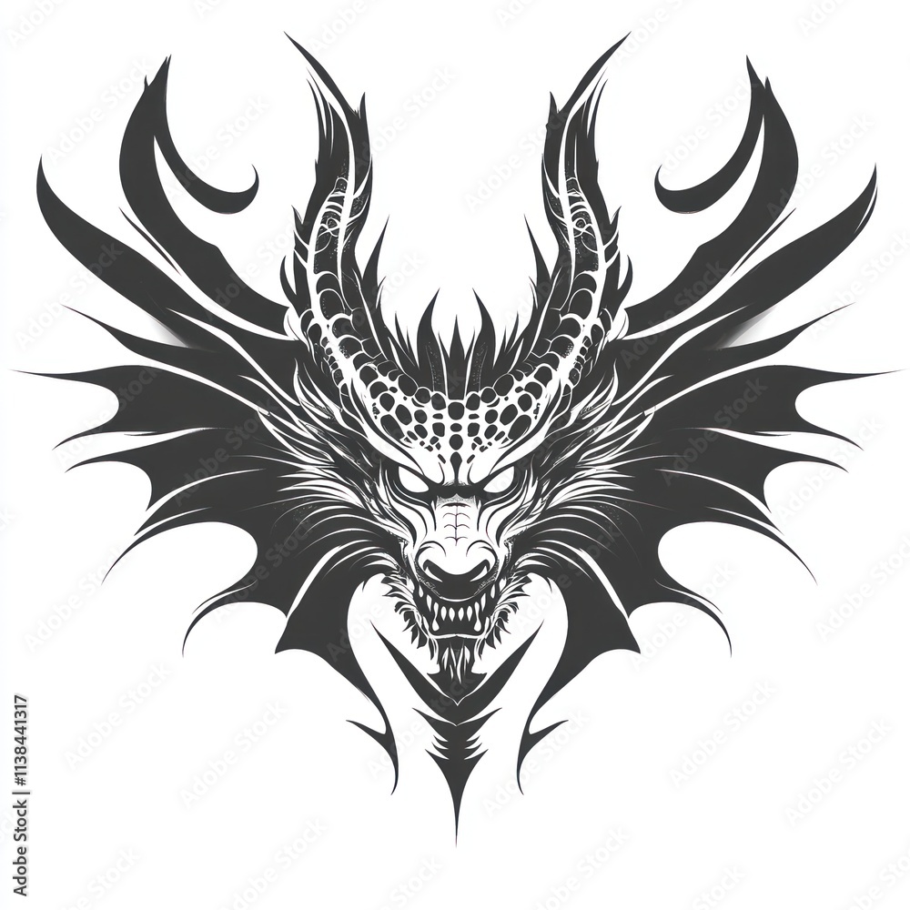 Naklejka premium Fierce dragon head graphic design.