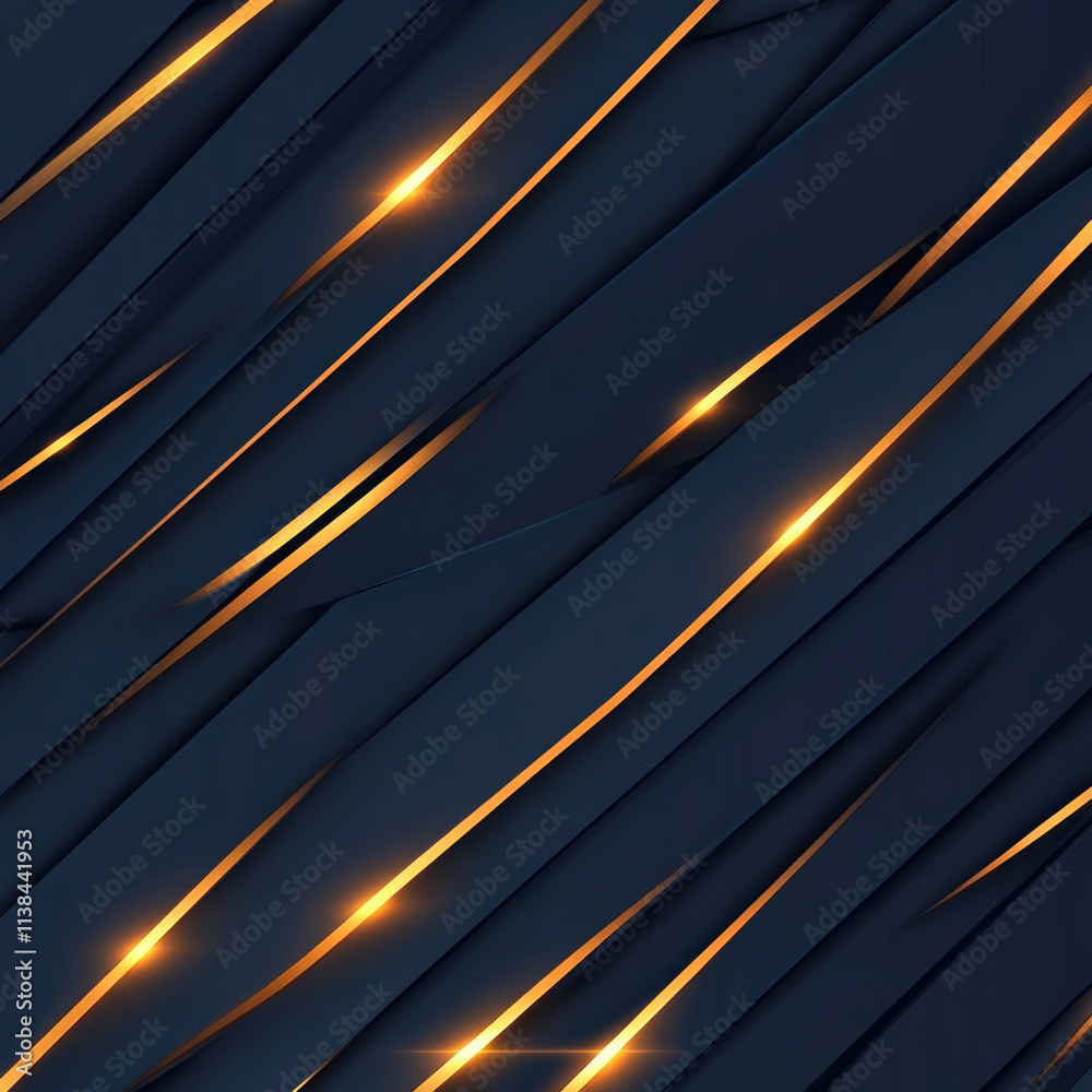 Abstract dark blue and gold lines with glowing highlights Abstract dark blue and gold lines with glowing highlights